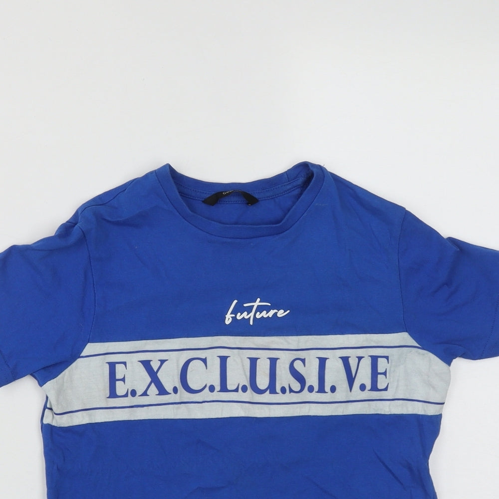 George Boys Blue  Cotton Basic T-Shirt Size 8-9 Years Round Neck