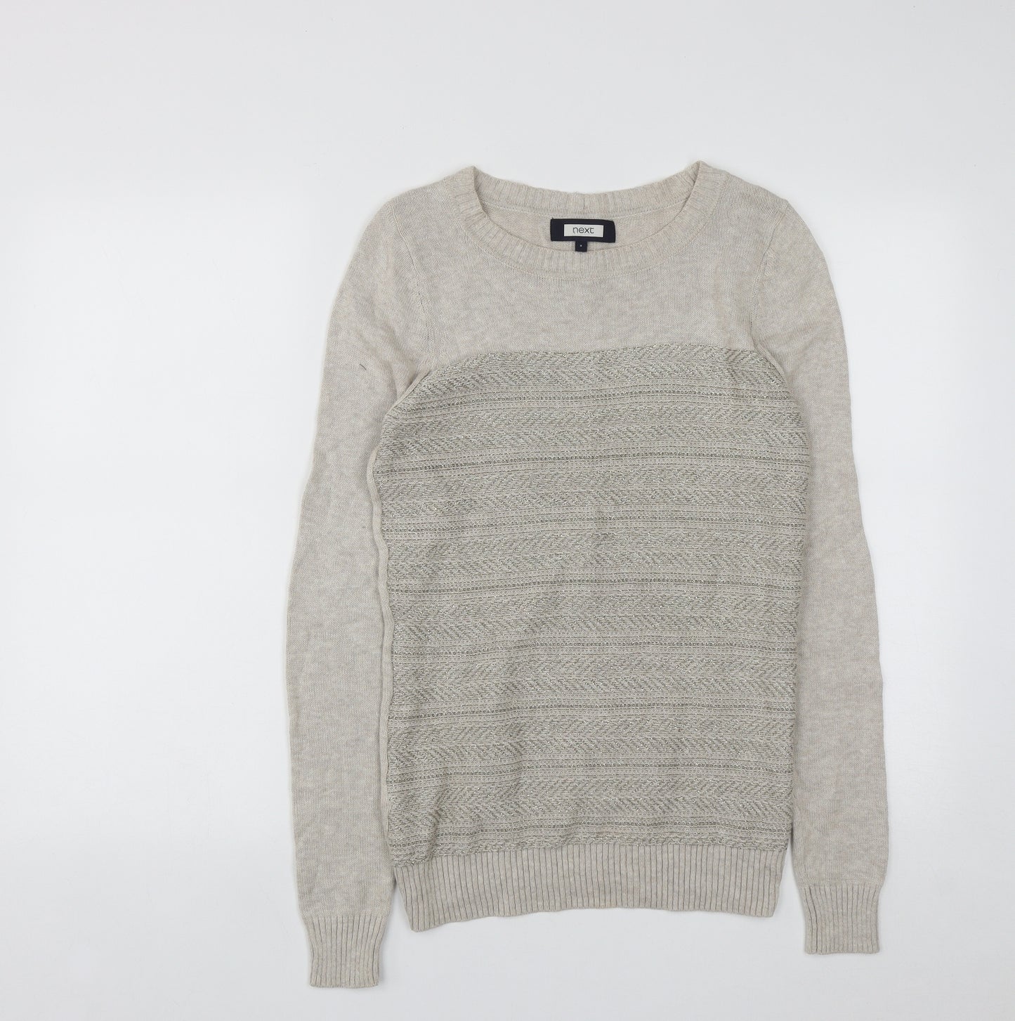 NEXT Womens Beige Round Neck  Cotton Pullover Jumper Size 8