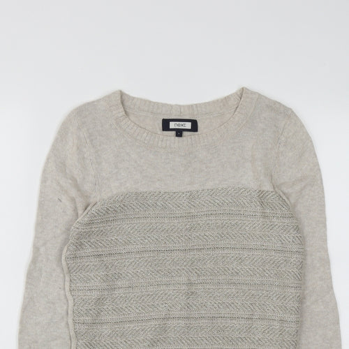 NEXT Womens Beige Round Neck  Cotton Pullover Jumper Size 8