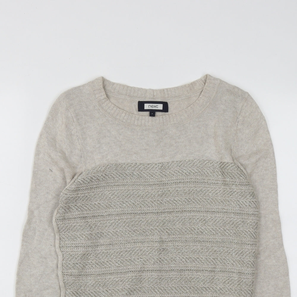NEXT Womens Beige Round Neck  Cotton Pullover Jumper Size 8