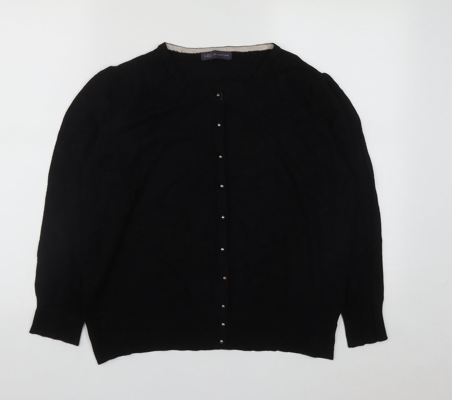 Marks and Spencer Womens Black Round Neck  Viscose Cardigan Jumper Size 18