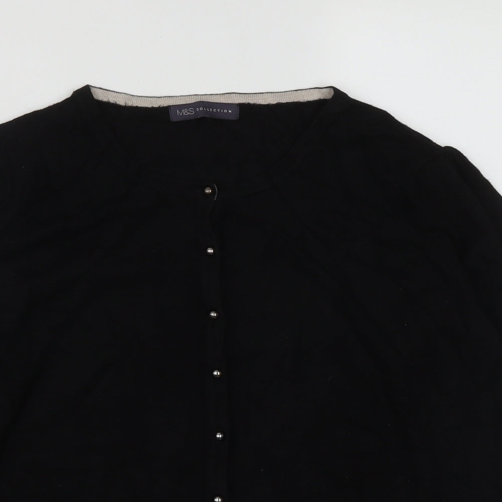 Marks and Spencer Womens Black Round Neck  Viscose Cardigan Jumper Size 18