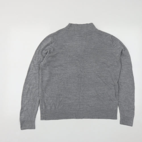 Vida Vi Womens Grey Round Neck Striped Acrylic Pullover Jumper Size L