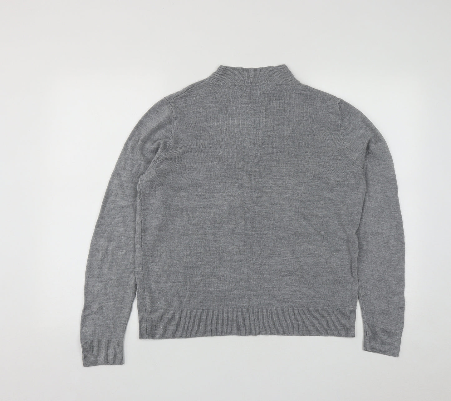 Vida Vi Womens Grey Round Neck Striped Acrylic Pullover Jumper Size L