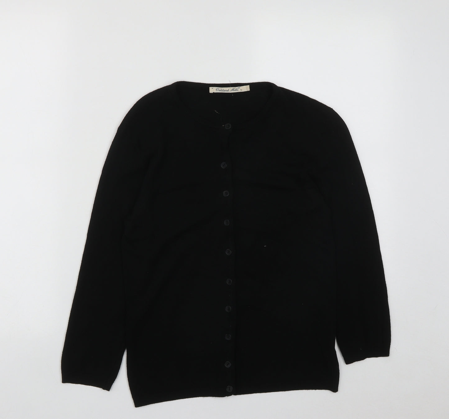 Oakland Mills Womens Black Round Neck  Viscose Cardigan Jumper Size S