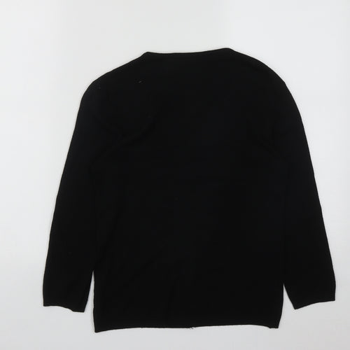 Oakland Mills Womens Black Round Neck  Viscose Cardigan Jumper Size S