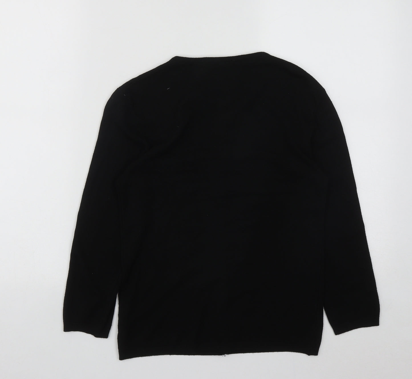 Oakland Mills Womens Black Round Neck  Viscose Cardigan Jumper Size S