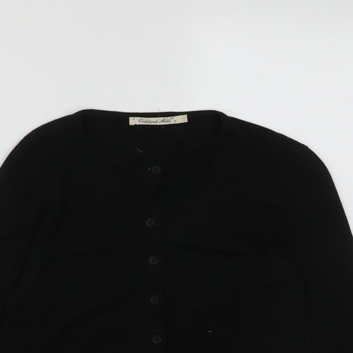 Oakland Mills Womens Black Round Neck  Viscose Cardigan Jumper Size S