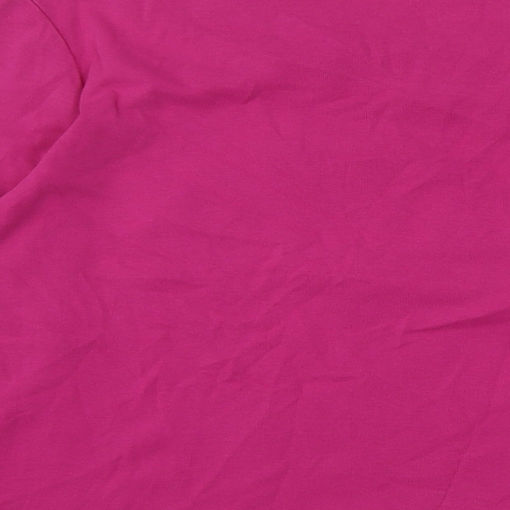 CC Petite Womens Pink  Cotton Basic Blouse Size L Round Neck
