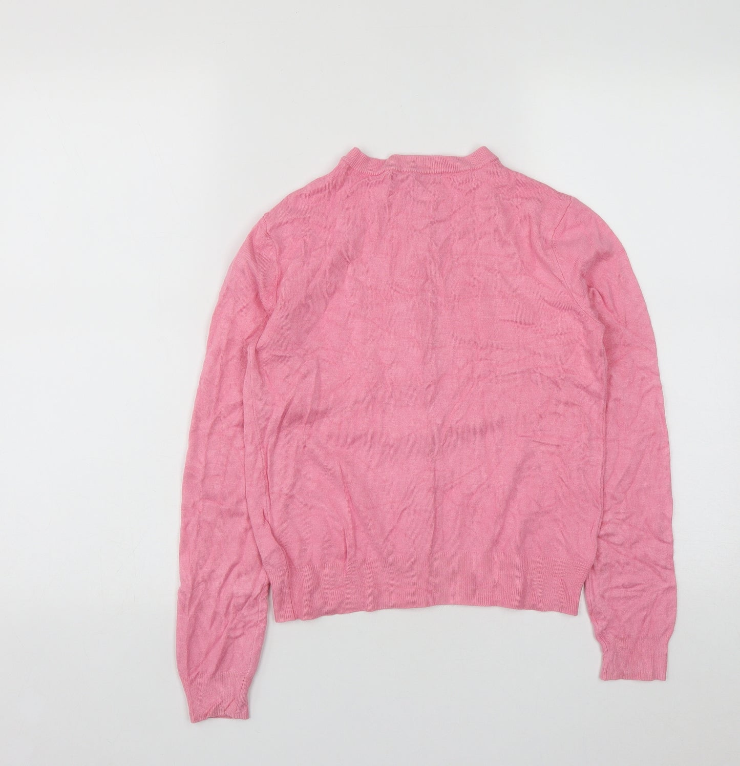 Marks and Spencer Womens Pink Round Neck  Viscose Cardigan Jumper Size 6