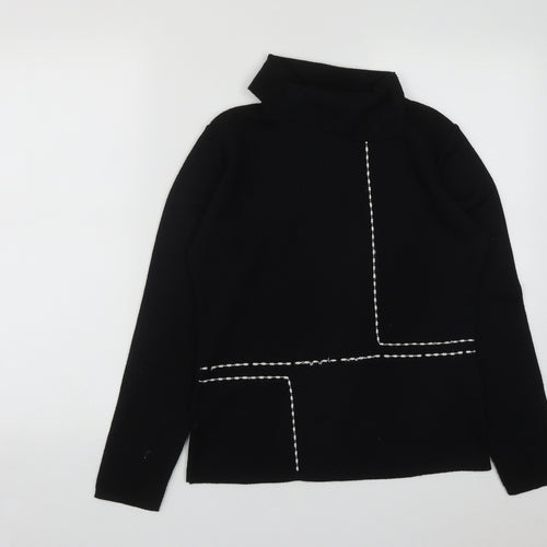 Mirea Womens Black High Neck  Wool Pullover Jumper Size M