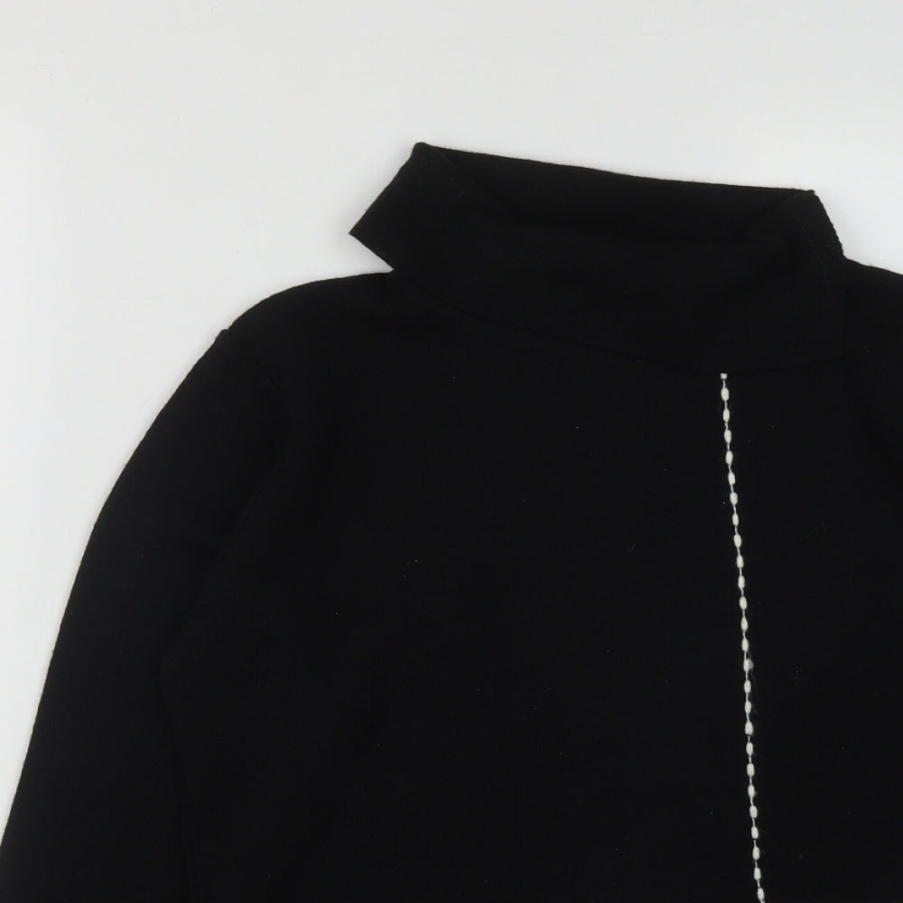 Mirea Womens Black High Neck  Wool Pullover Jumper Size M