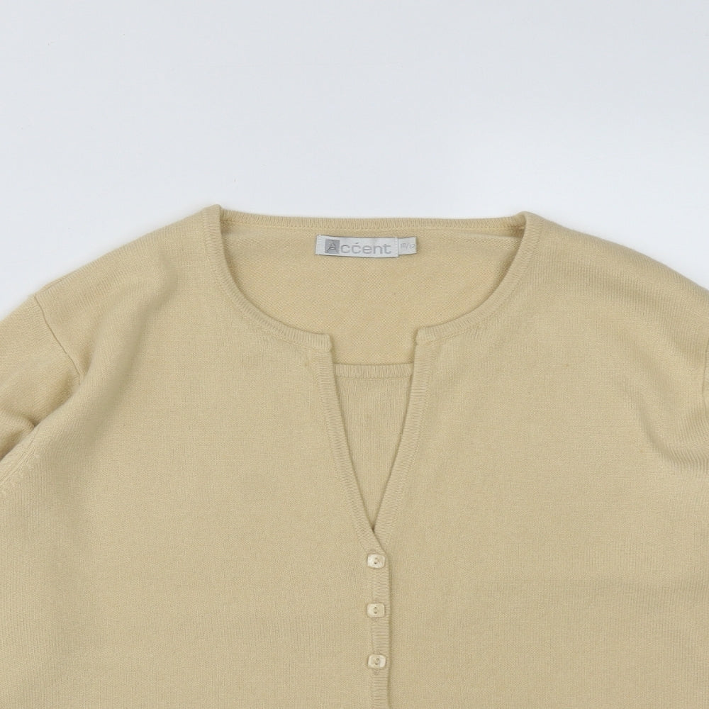 Accent Womens Beige Round Neck  Acrylic Pullover Jumper Size 10