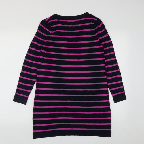 Marks and Spencer Womens Multicoloured Round Neck Striped Acrylic Pullover Jumper Size S