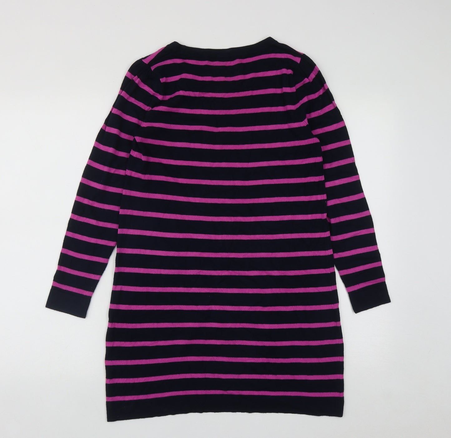 Marks and Spencer Womens Multicoloured Round Neck Striped Acrylic Pullover Jumper Size S