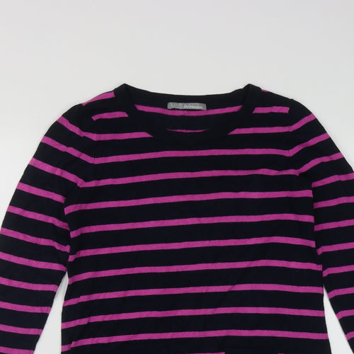 Marks and Spencer Womens Multicoloured Round Neck Striped Acrylic Pullover Jumper Size S