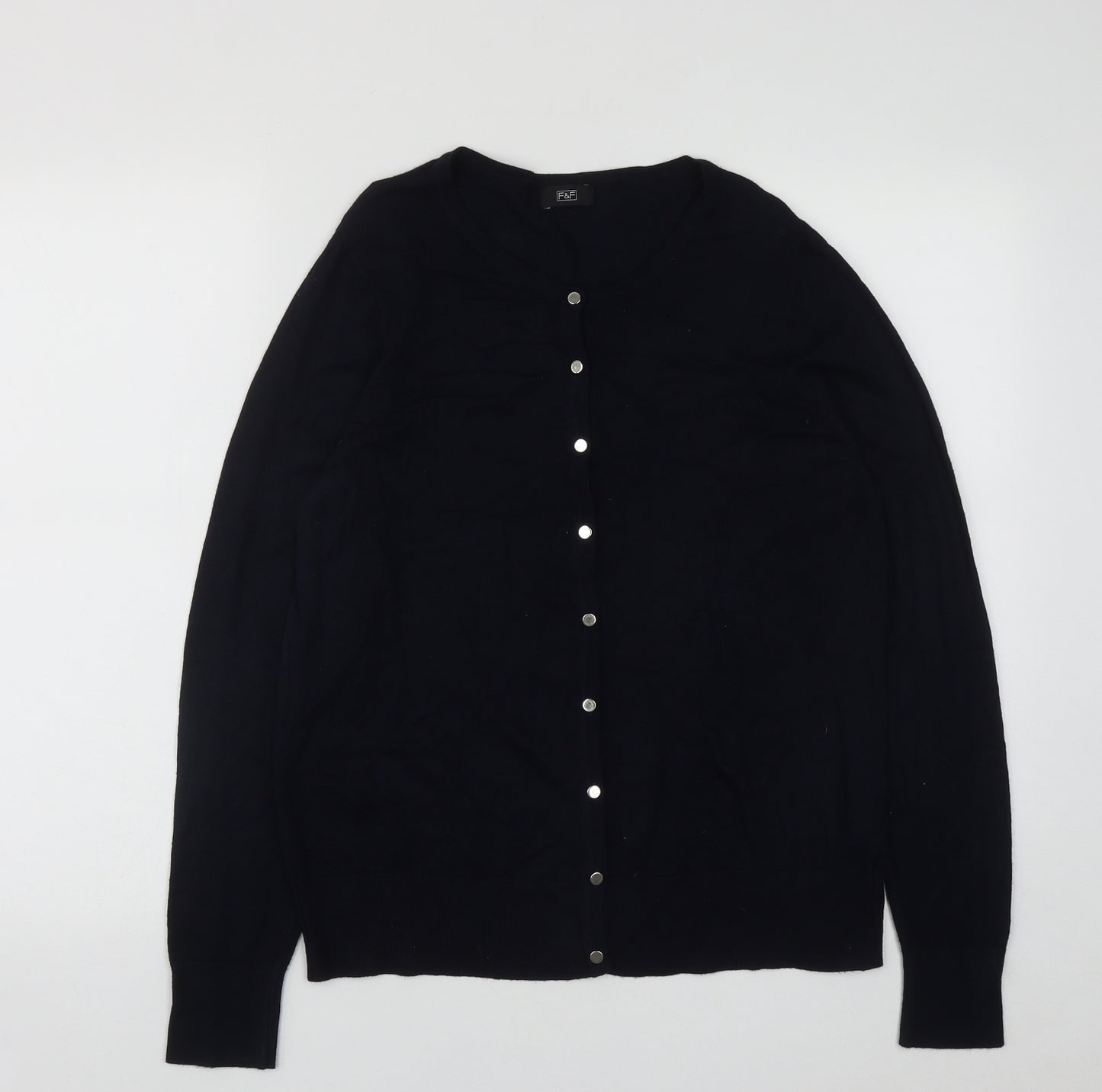 F&F Womens Blue Round Neck  Viscose Cardigan Jumper Size 16