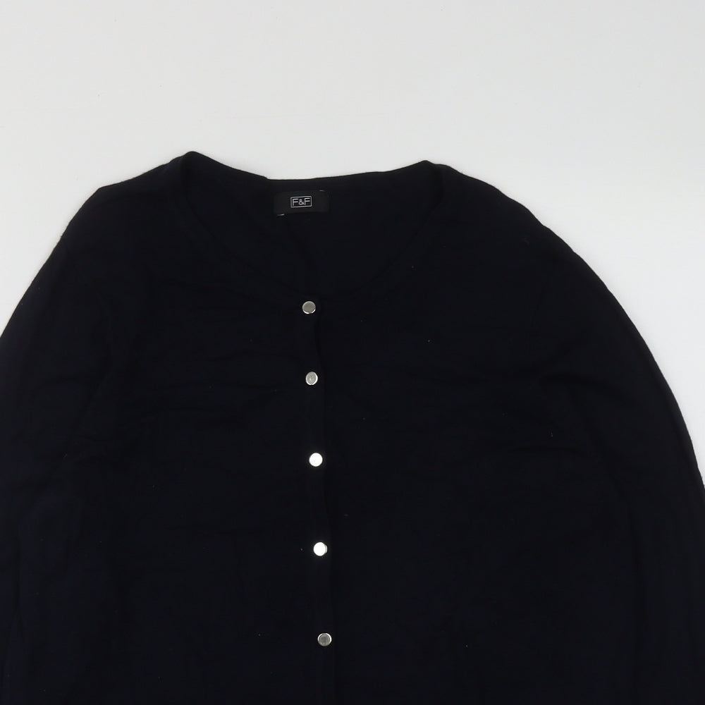 F&F Womens Blue Round Neck  Viscose Cardigan Jumper Size 16