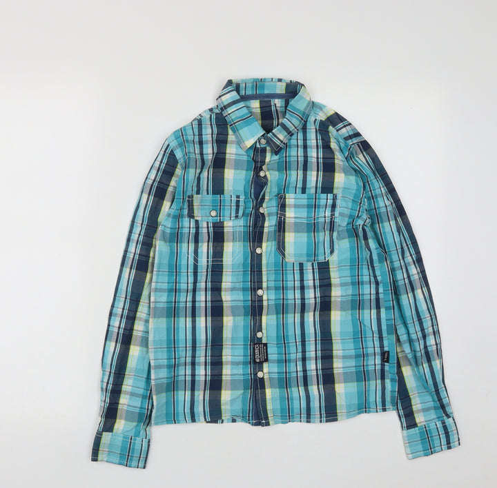 Nameit Boys Multicoloured Plaid Cotton Button-Up Size 11-12 Years Collared Snap