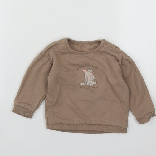 George Girls Brown  Cotton Pullover Jumper Size 6-9 Months  Snap - Disney Dumbo