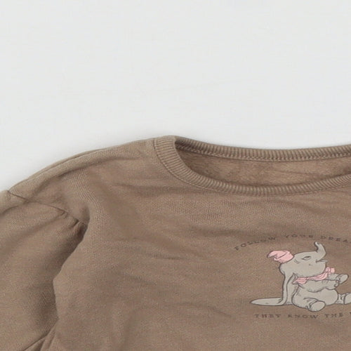 George Girls Brown  Cotton Pullover Jumper Size 6-9 Months  Snap - Disney Dumbo