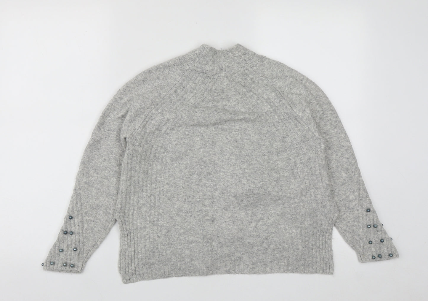 TU Womens Grey V-Neck  Acrylic Cardigan Jumper Size 8
