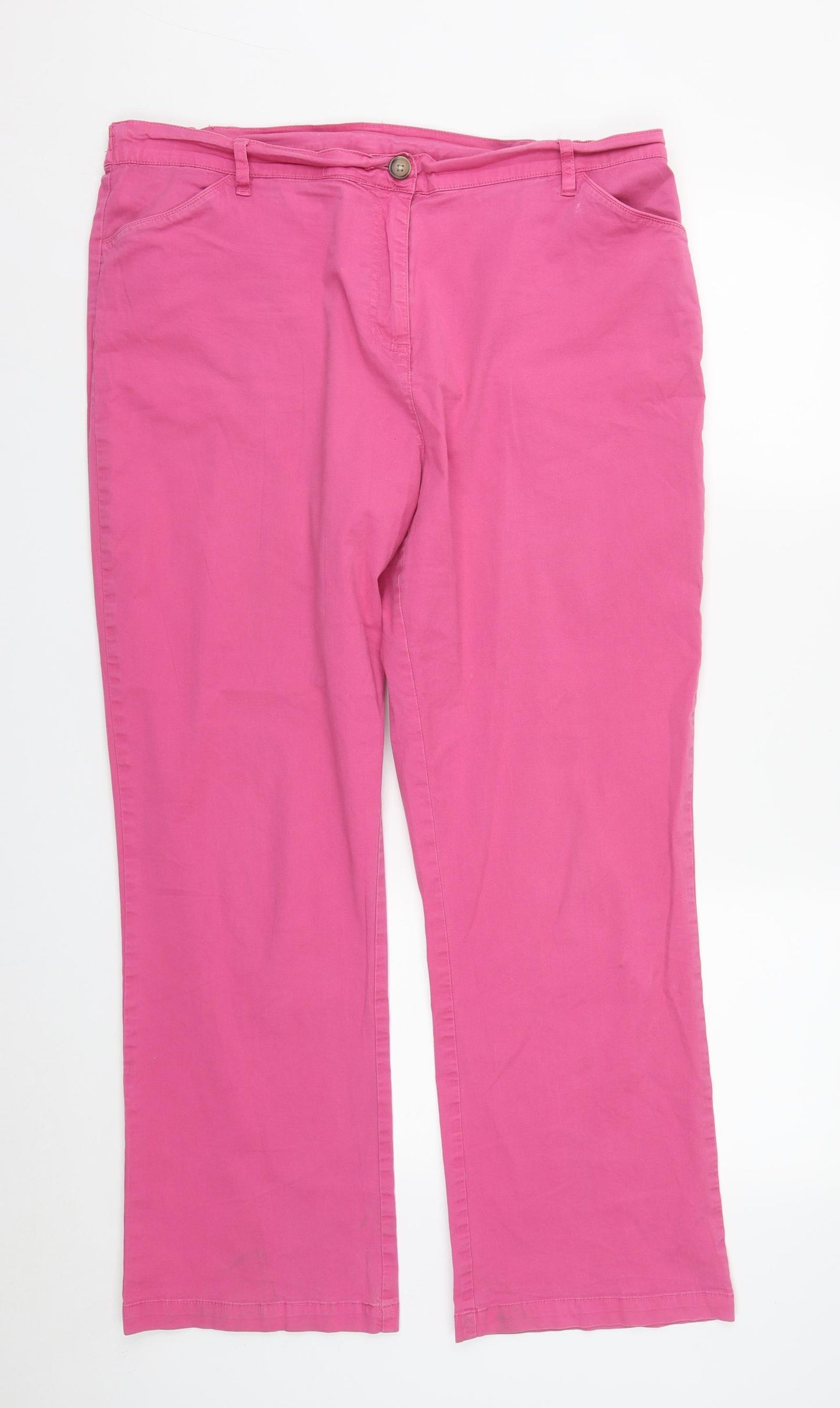 Cotton Traders Womens Pink  Cotton Trousers  Size 18 L27 in Regular Zip