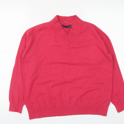 Marks and Spencer Womens Pink V-Neck  Viscose Pullover Jumper Size M