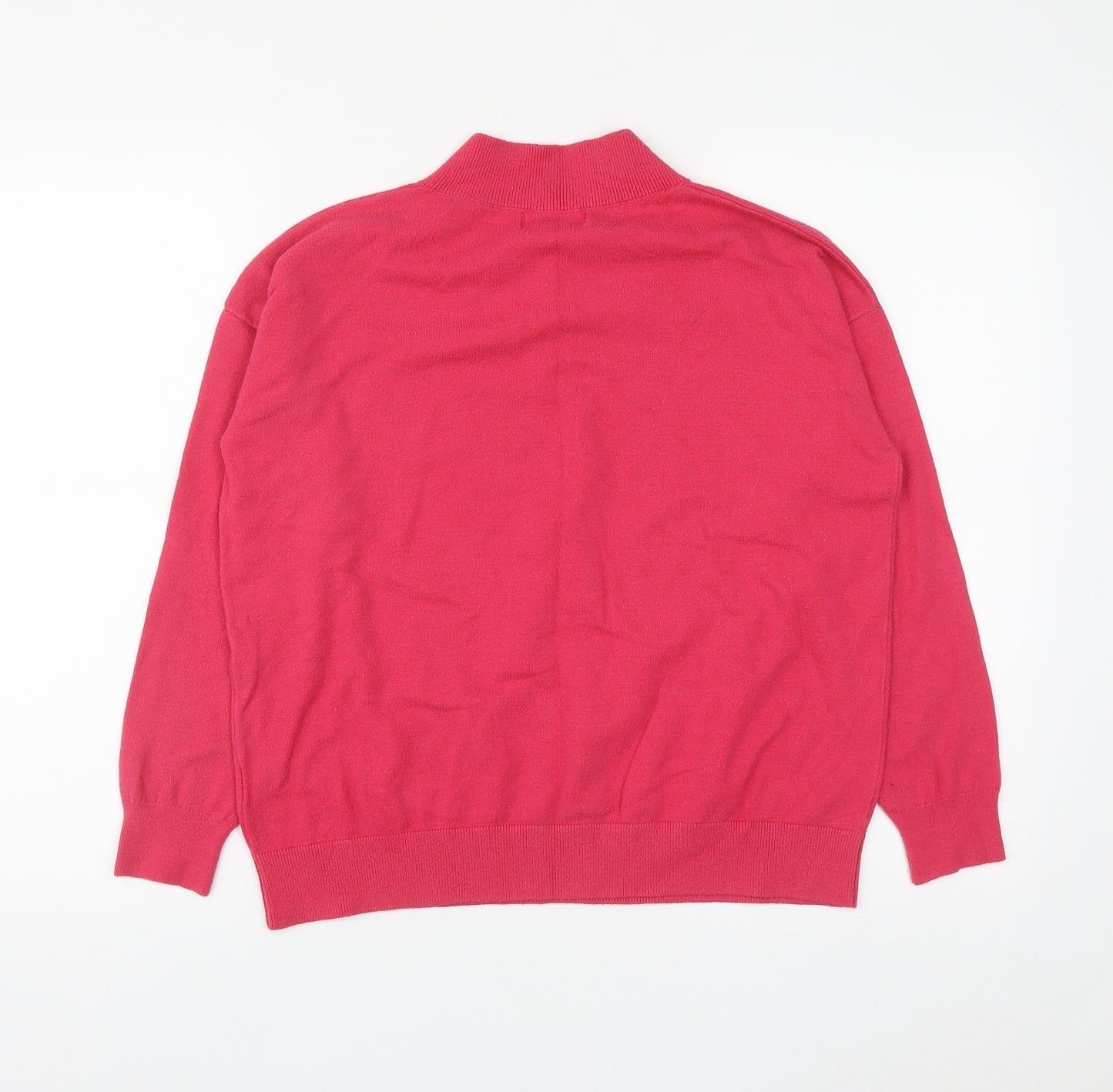 Marks and Spencer Womens Pink V-Neck  Viscose Pullover Jumper Size M