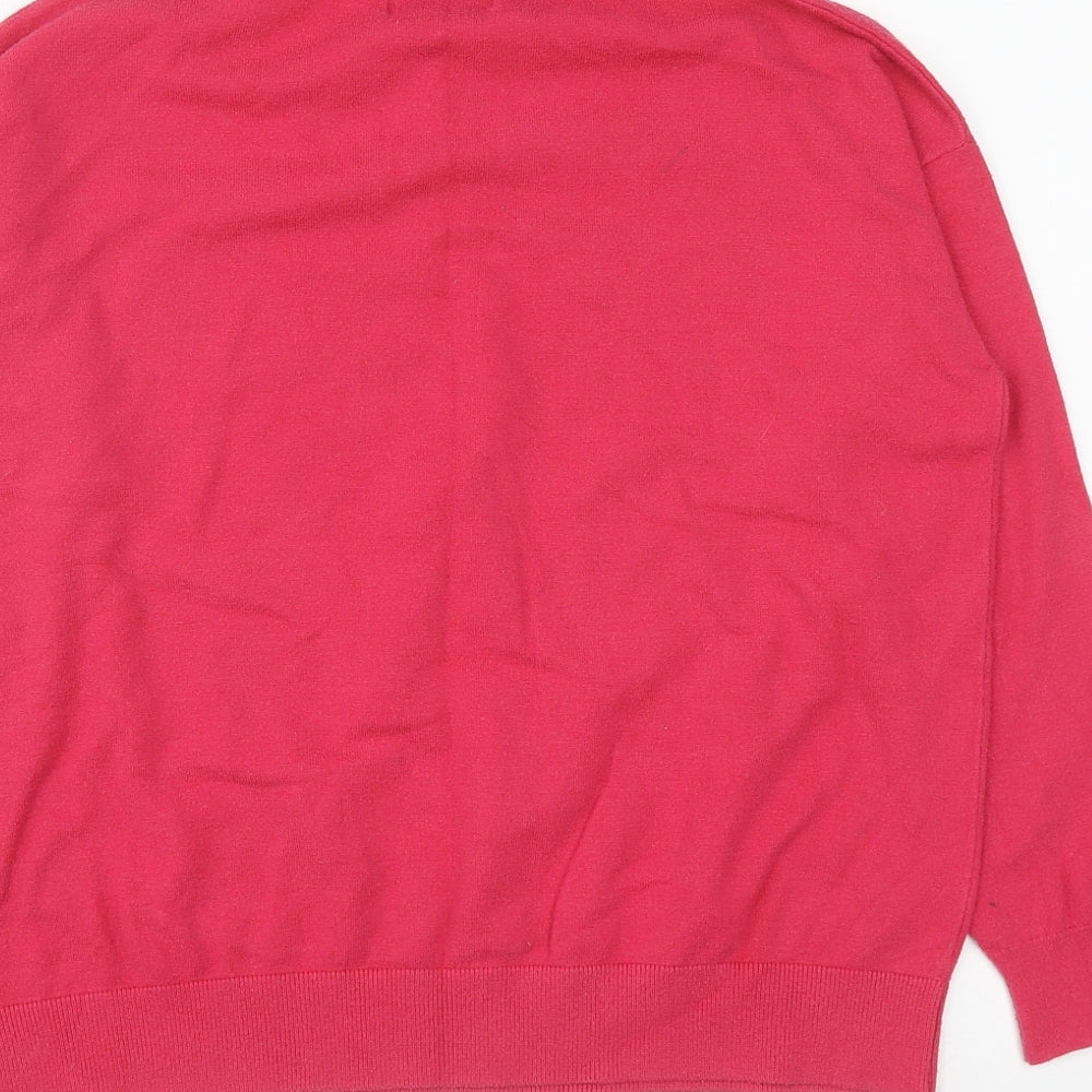 Marks and Spencer Womens Pink V-Neck  Viscose Pullover Jumper Size M