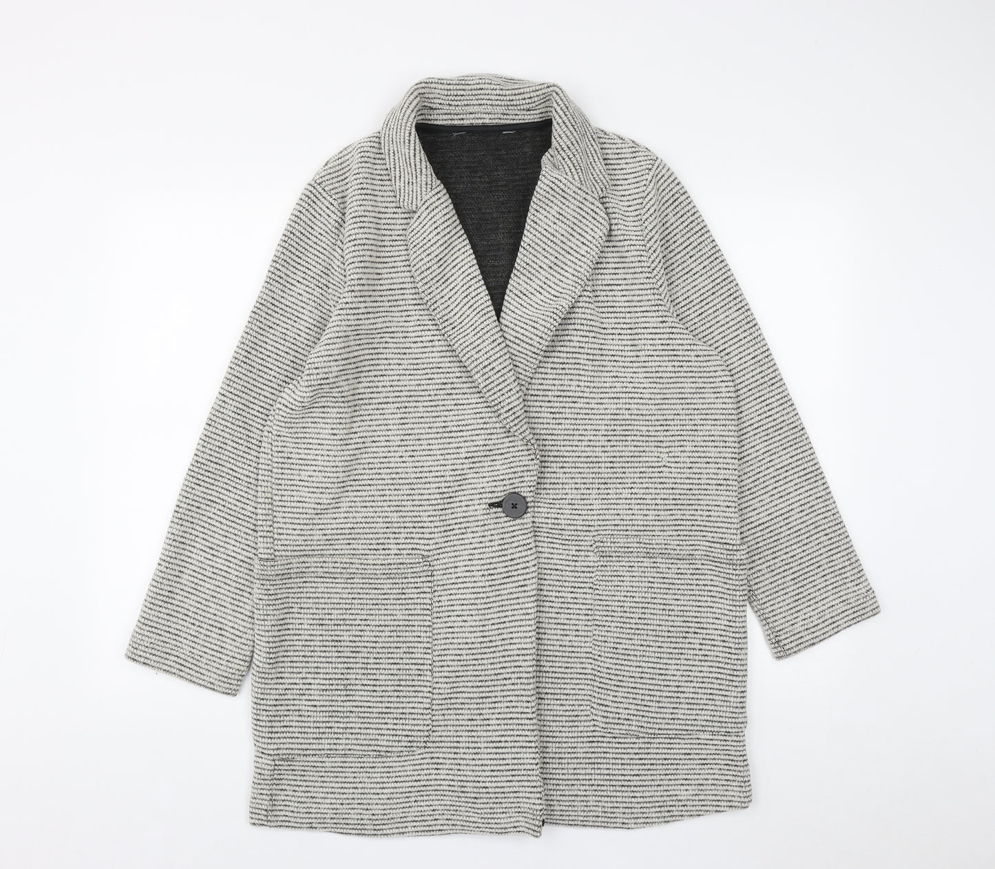 Preworn Womens White Geometric  Jacket  Size M  Button