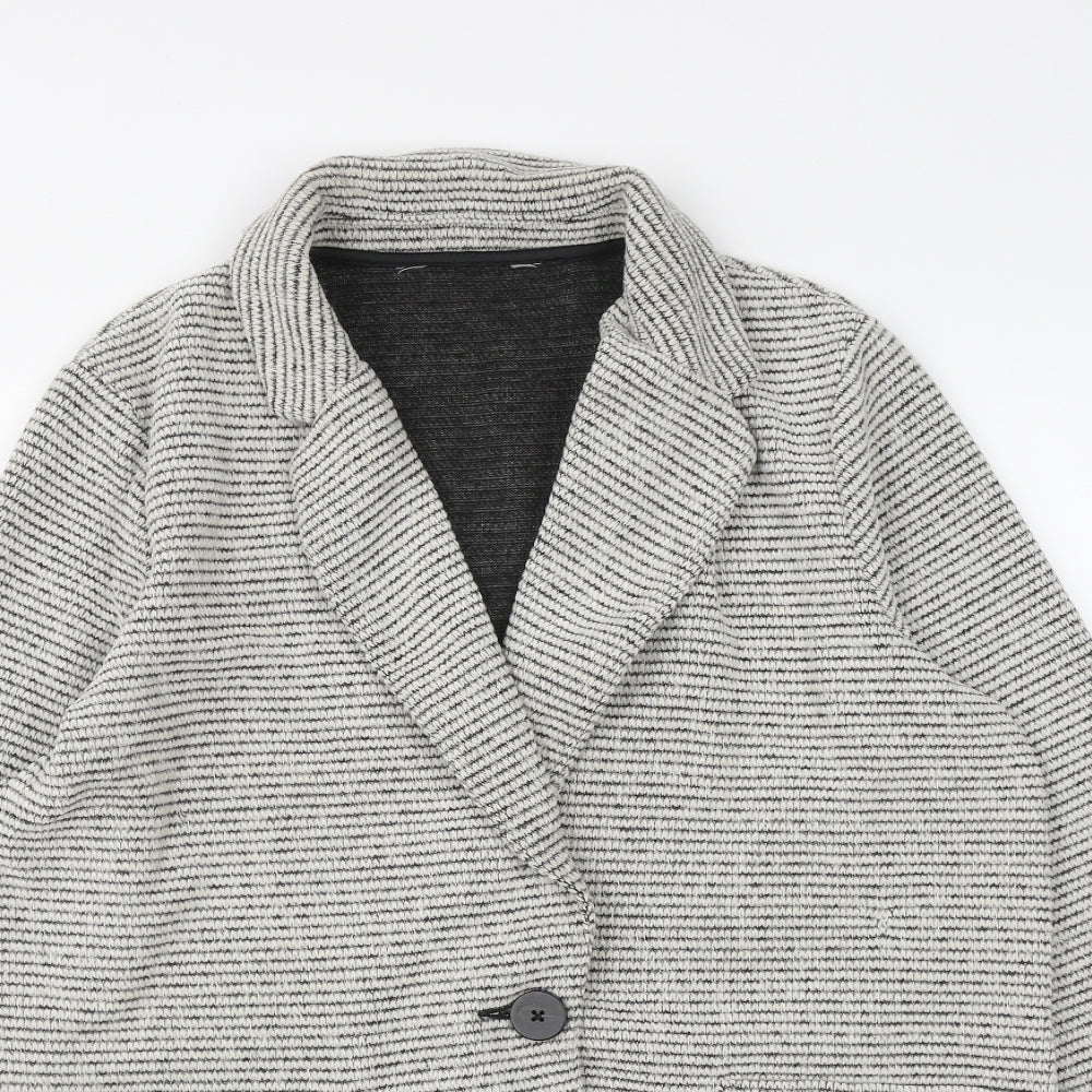 Preworn Womens White Geometric  Jacket  Size M  Button