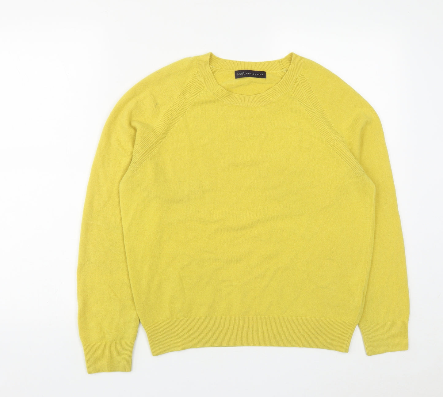 Marks and Spencer Womens Yellow Round Neck  Acrylic Pullover Jumper Size 12