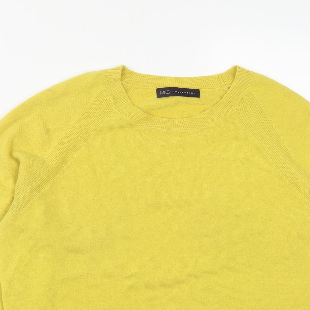 Marks and Spencer Womens Yellow Round Neck  Acrylic Pullover Jumper Size 12