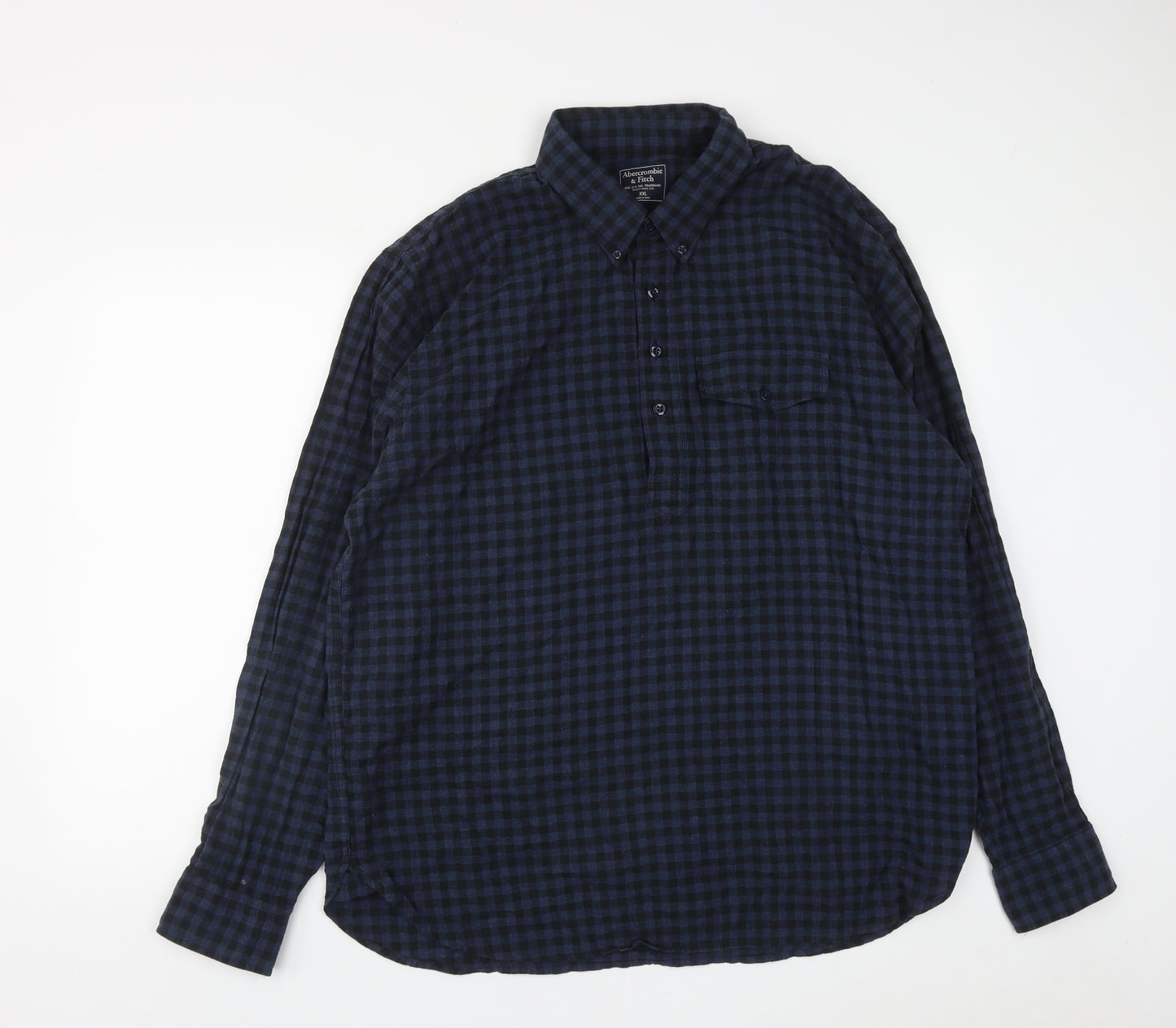 Abercrombie & Fitch Mens Blue Check Cotton  Button-Up Size 2XL Collared Button