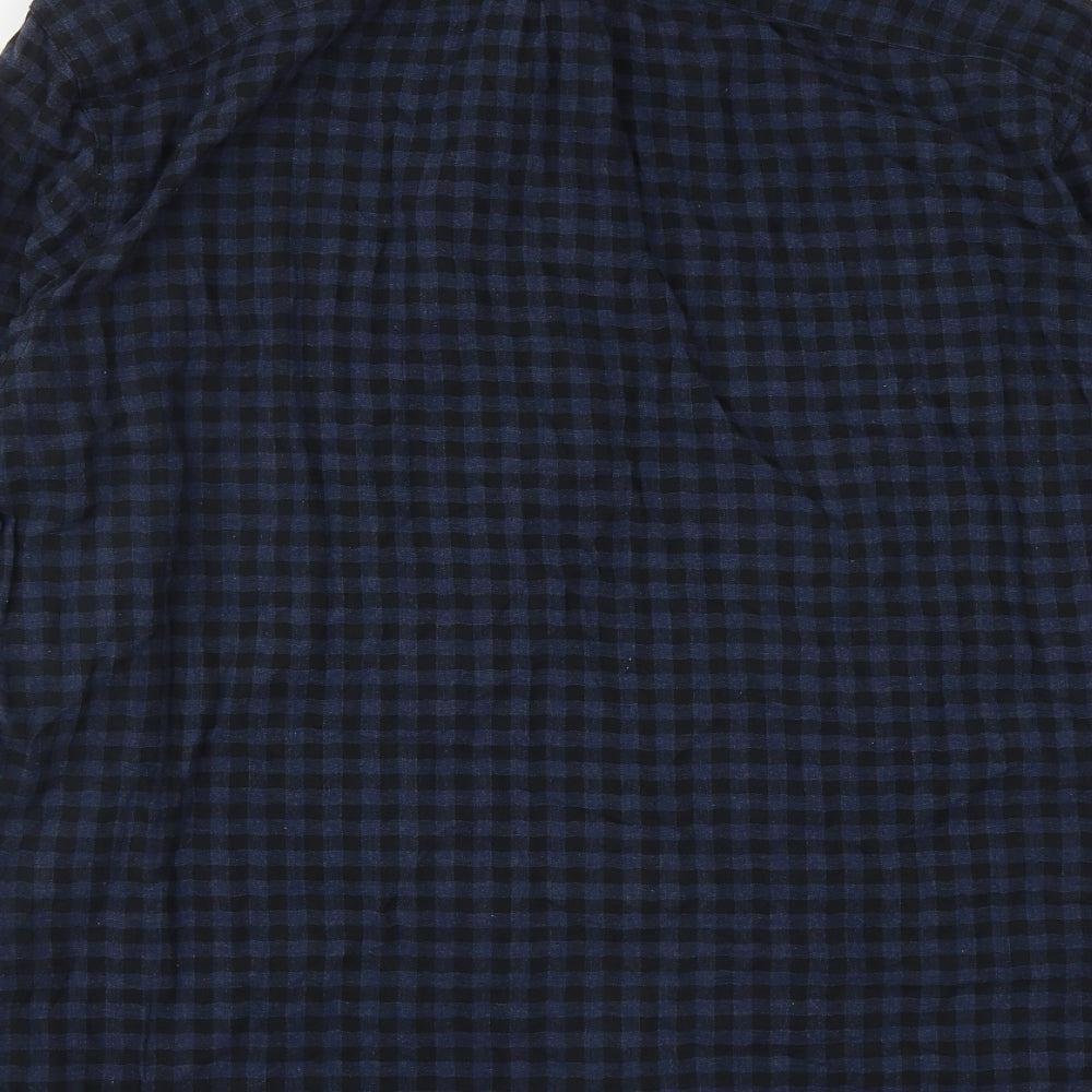 Abercrombie & Fitch Mens Blue Check Cotton  Button-Up Size 2XL Collared Button