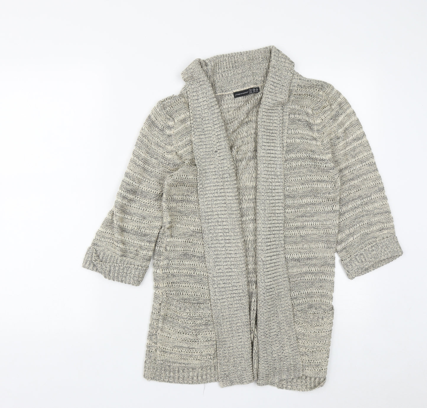 Atmosphere Womens Beige V-Neck  Acrylic Cardigan Jumper Size 8