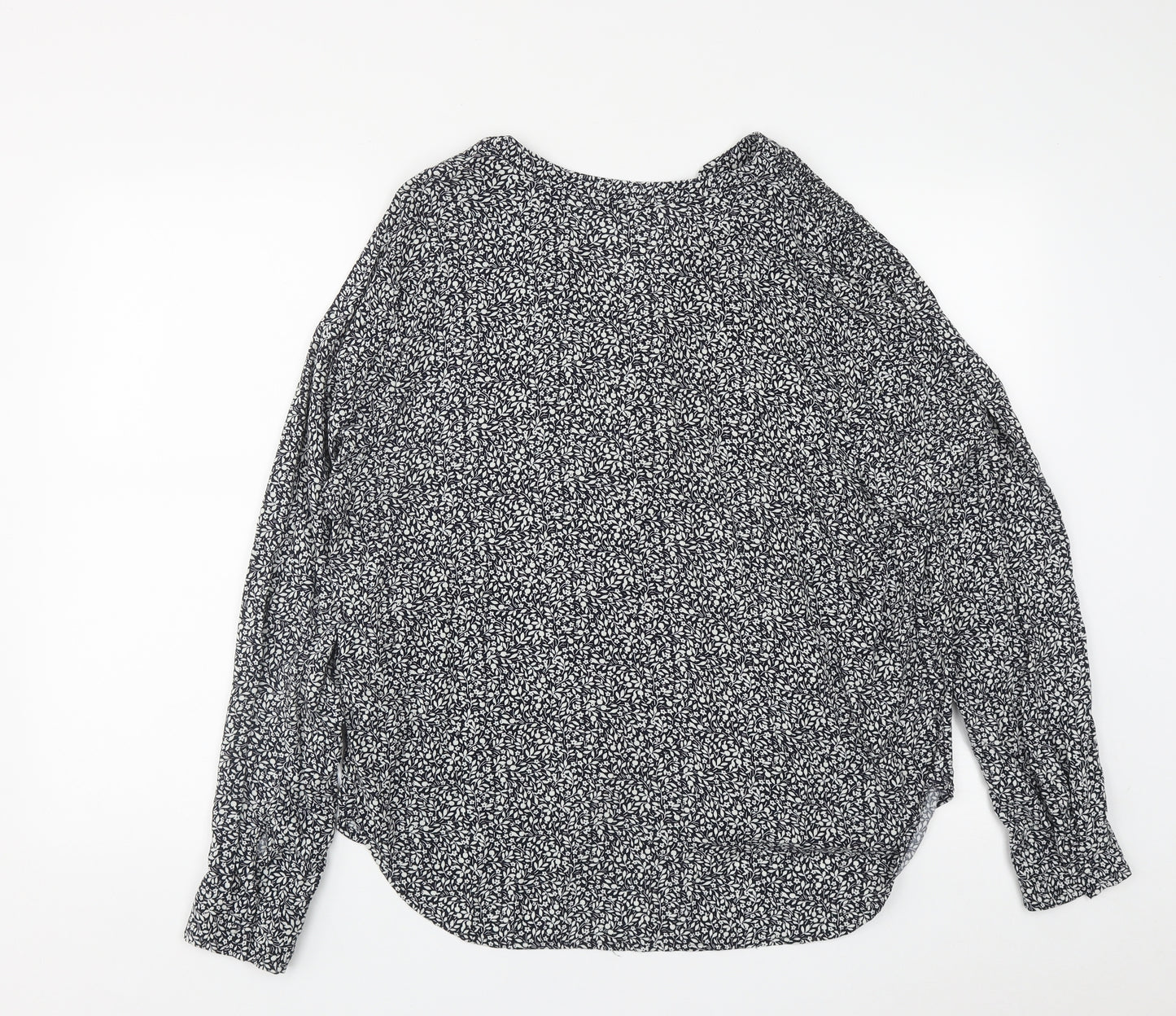 Marks and Spencer Womens Blue Geometric Viscose Basic Blouse Size 16 V-Neck