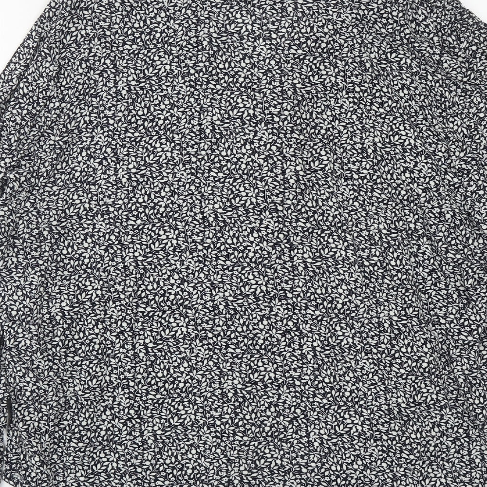 Marks and Spencer Womens Blue Geometric Viscose Basic Blouse Size 16 V-Neck