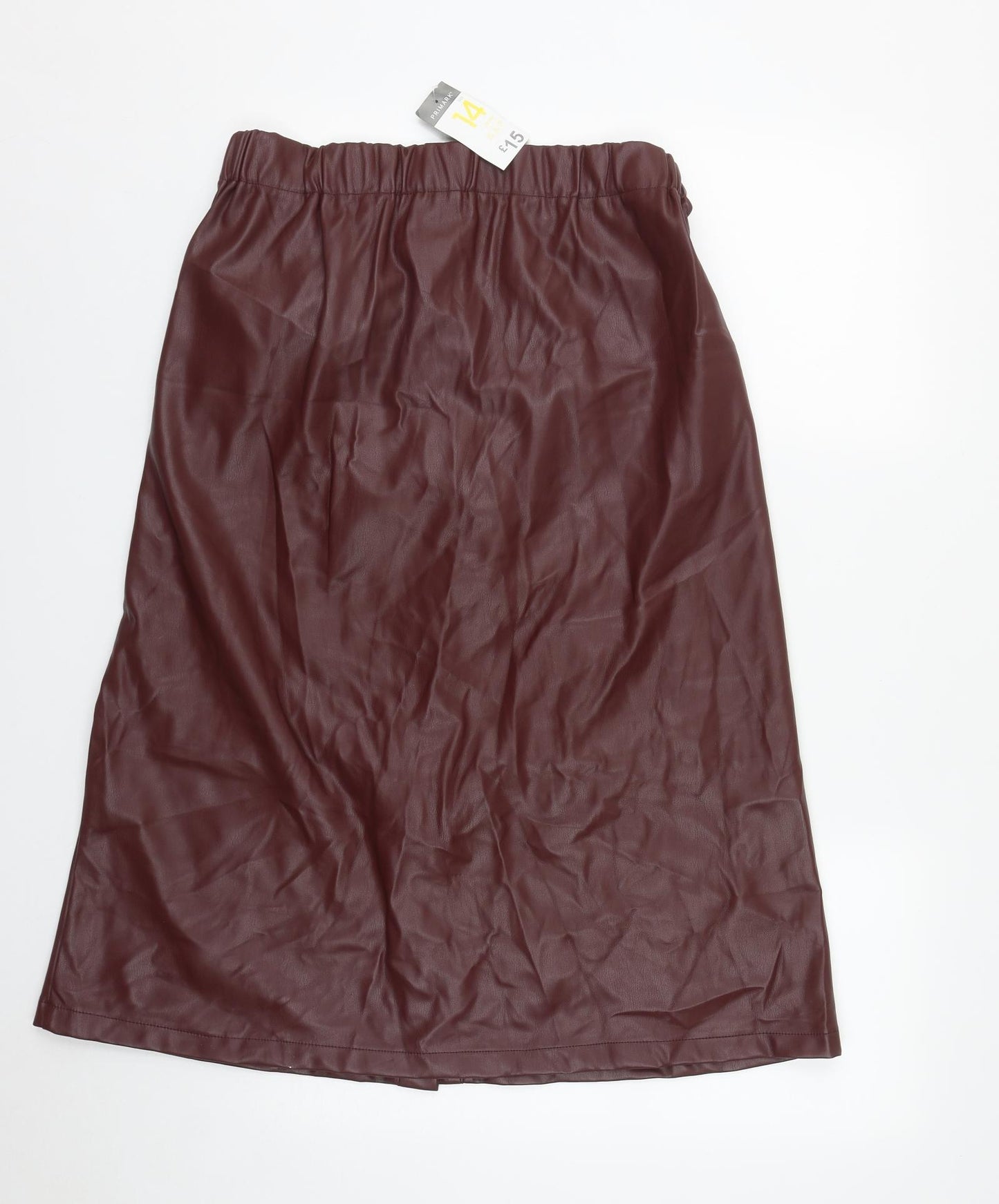 Primark Womens Brown  Polyester A-Line Skirt Size 14   Button
