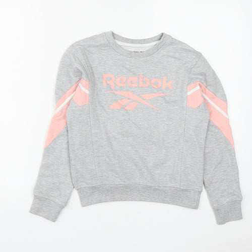 Reebok Girls Grey  Cotton Pullover Sweatshirt Size 11-12 Years