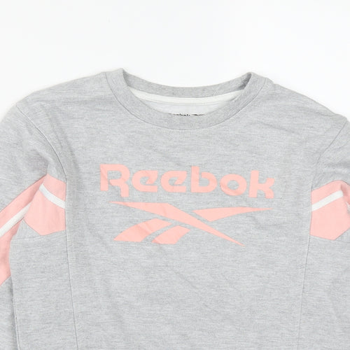 Reebok Girls Grey  Cotton Pullover Sweatshirt Size 11-12 Years