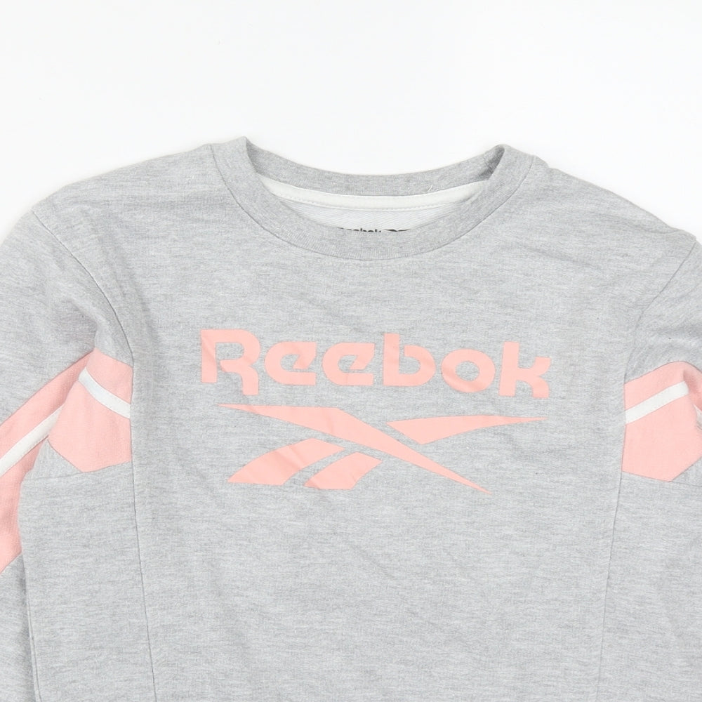 Reebok Girls Grey  Cotton Pullover Sweatshirt Size 11-12 Years