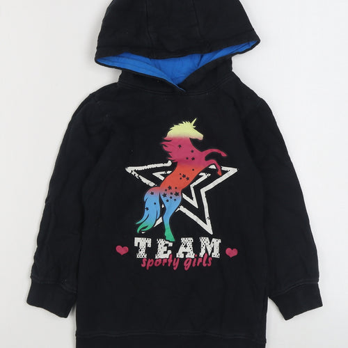 BPC Girls Black  100% Cotton Pullover Hoodie Size 6-7 Years  Pullover