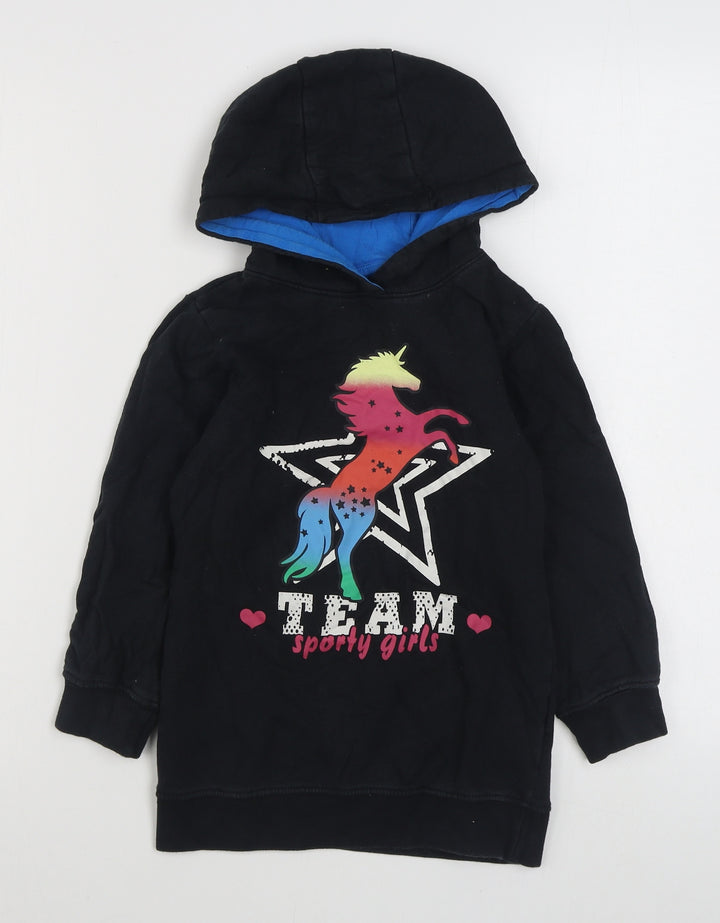 BPC Girls Black  100% Cotton Pullover Hoodie Size 6-7 Years  Pullover