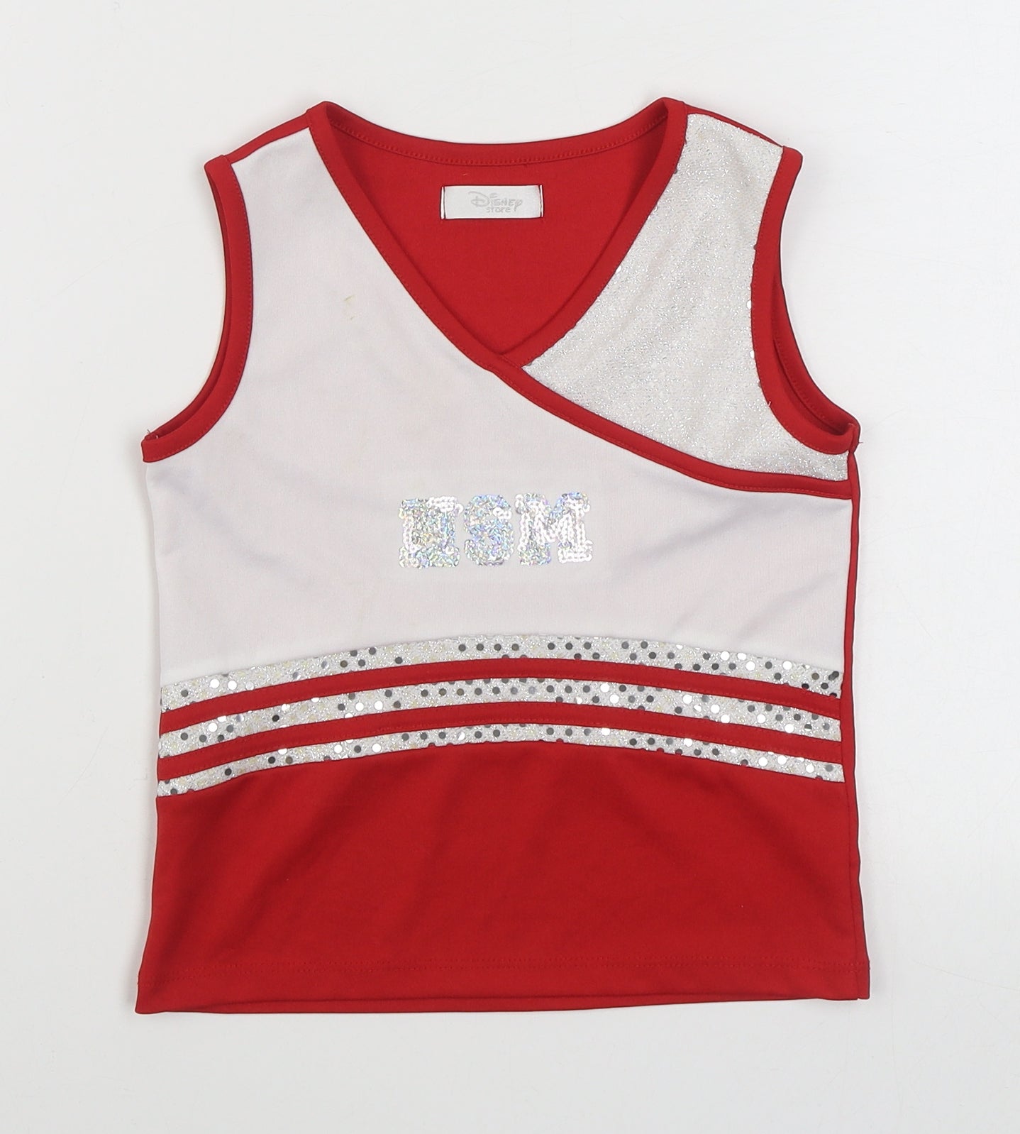 Disney Girls Red  Polyester Basic Tank Size 7-8 Years V-Neck Pullover - High School Musical