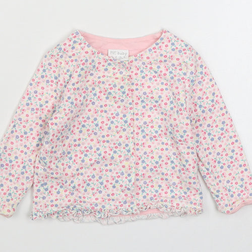 F&F Girls Multicoloured Floral 100% Cotton Cardigan Jumper Size 3-6 Months  Button