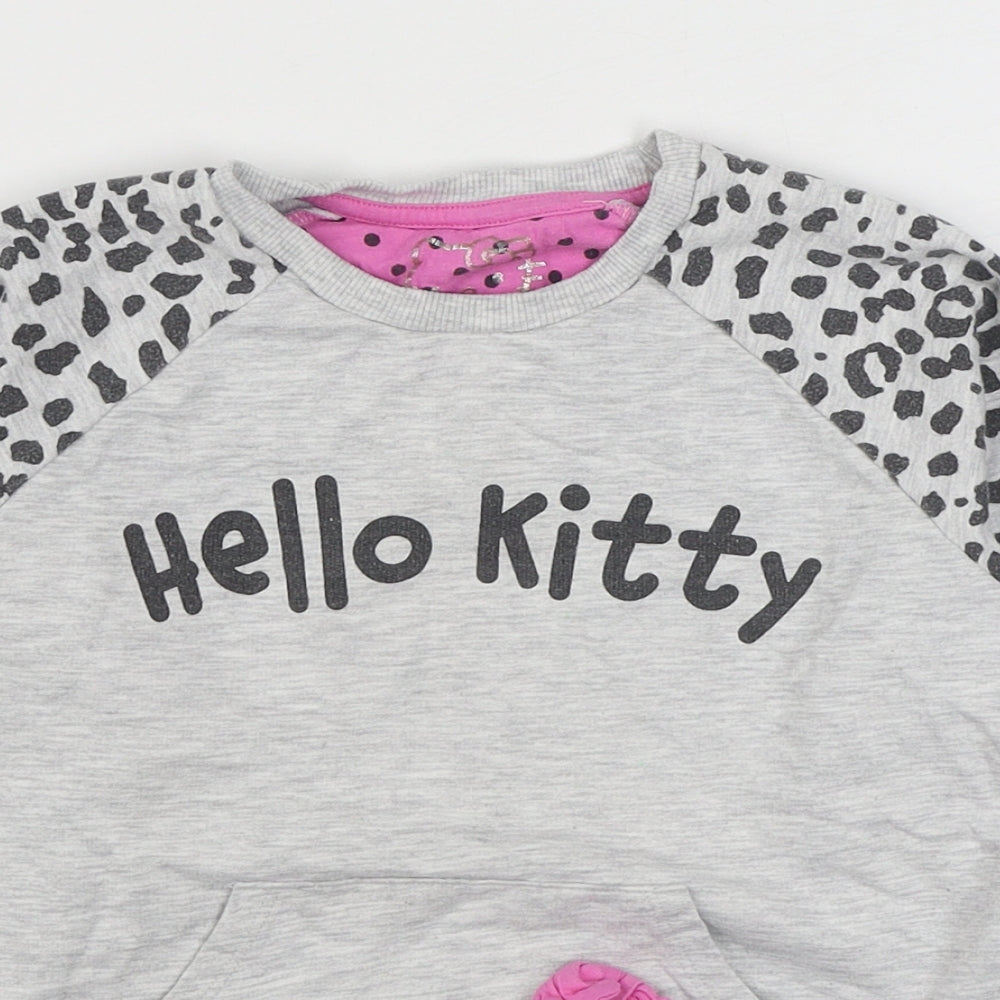 Marks and Spencer Girls Grey Animal Print Cotton Pullover Sweatshirt Size 6-7 Years  Pullover