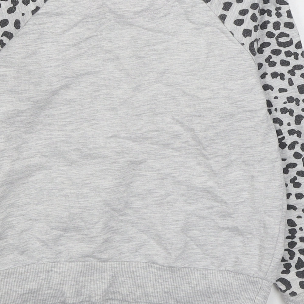 Marks and Spencer Girls Grey Animal Print Cotton Pullover Sweatshirt Size 6-7 Years  Pullover