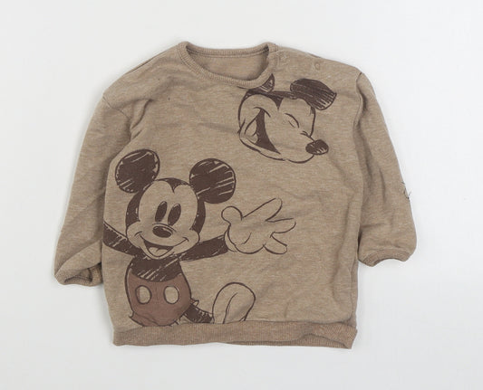 Front view of George Baby Brown Cotton jumper, size 6-9, Months Pullover